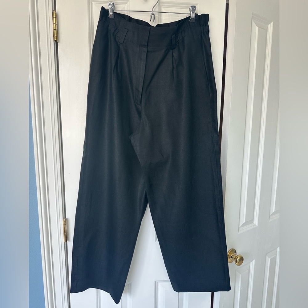 Vintage Liz Claiborne  Black Wide-Leg Linen Pants